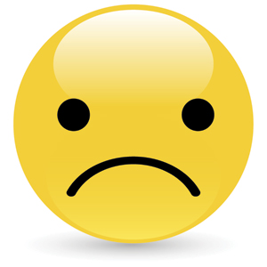sad yellow emoji emoticon on white