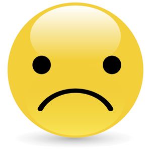 sad yellow emoji emoticon on white